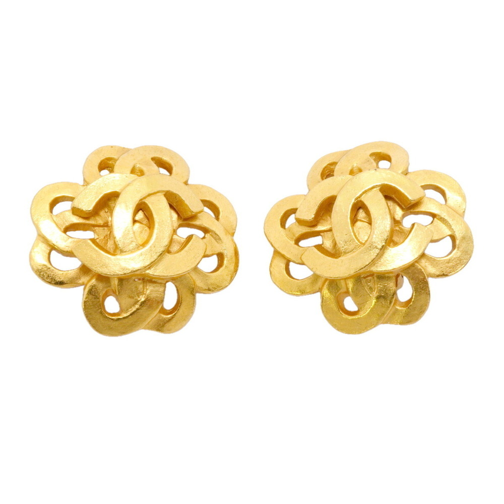 CHANEL Gold Logo Earrings